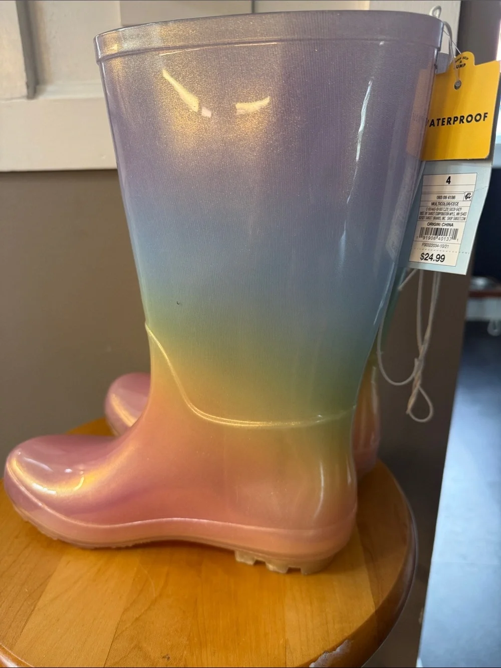 Cat & Jack Iridescent Pastel Gradient Rain Boots - Purple, Pink, Blue